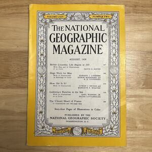 Vintage National Geographic August 1958 British Columbia Dogs California France